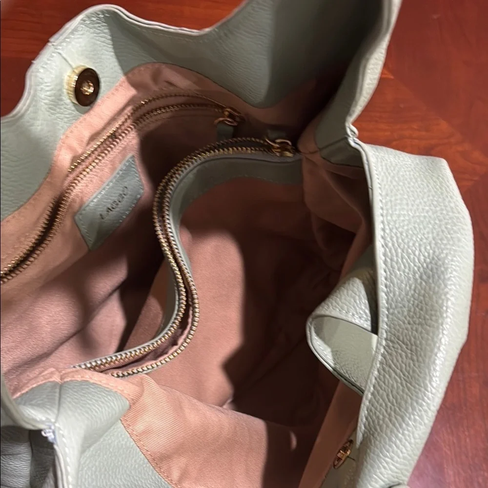 Lagoo leather mint green Hobo Bag with gold hardware